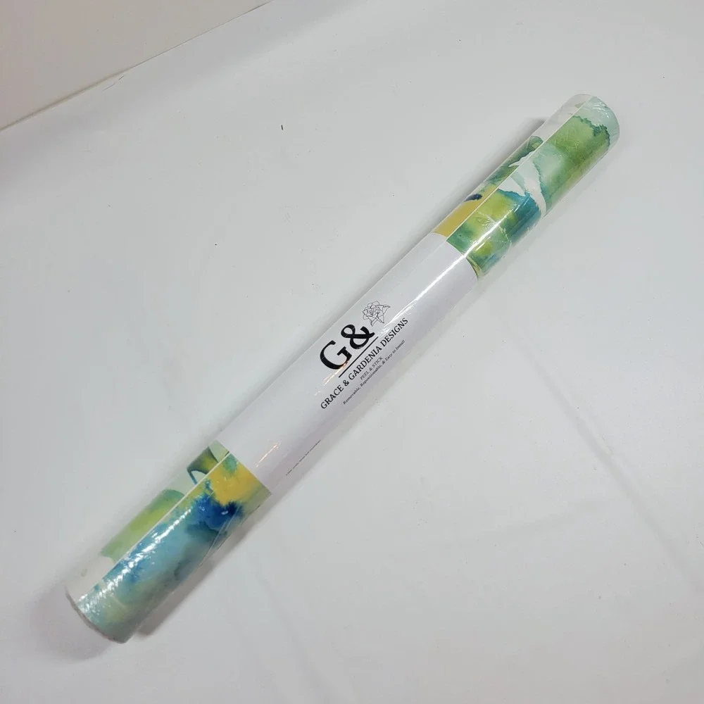 Grace & Gardenia GW2014 Watercolor Floral Fresh Peel and Stick Wallpaper Green